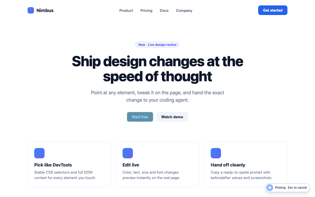 Picking an element on the page